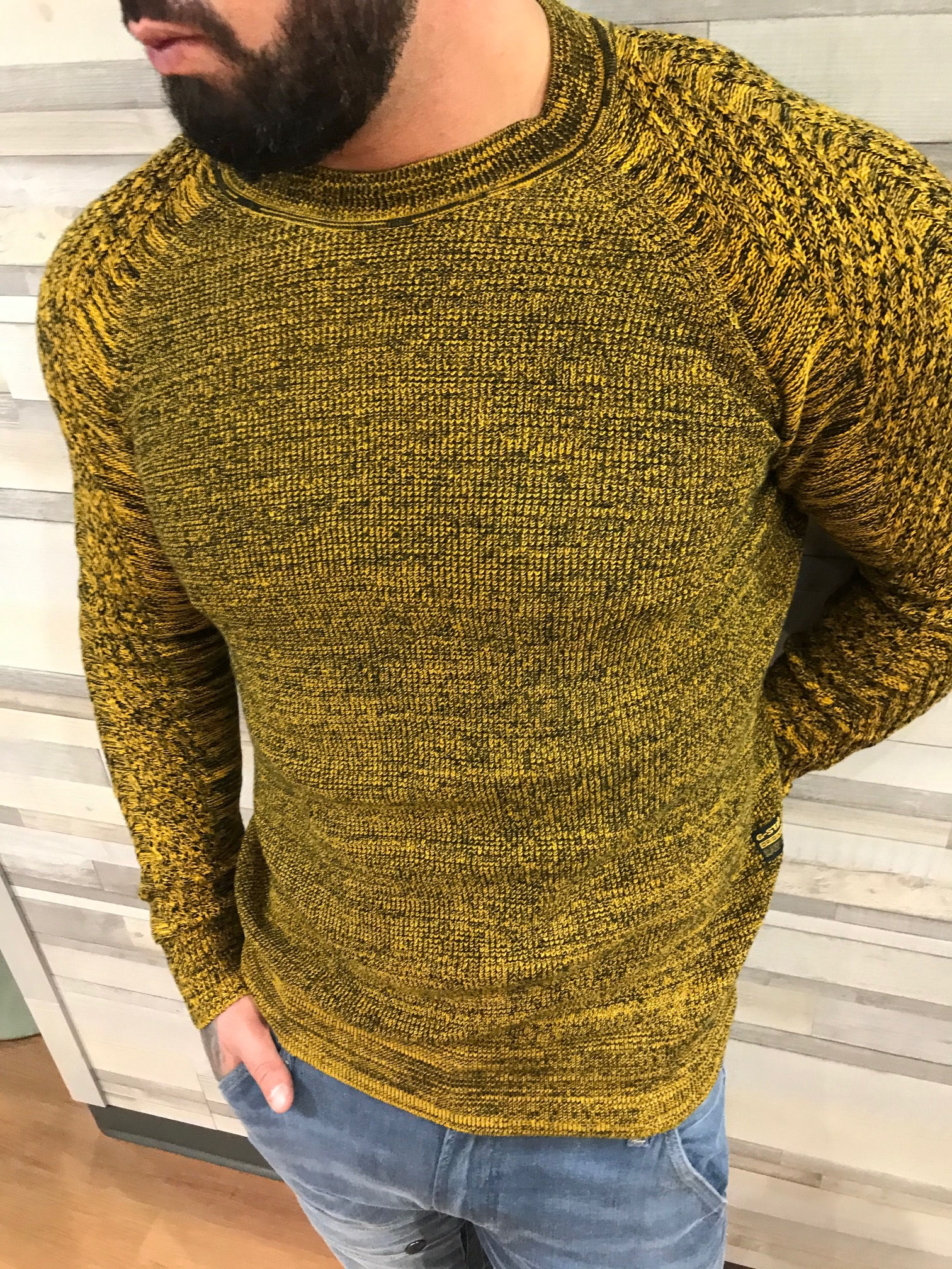 Tricot moutarde G-Star, style Muzaki R Knit
