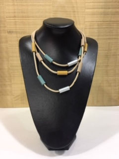 Collier jaune,taupe et turqoise AXELLE