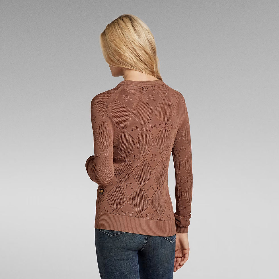 Miniature : Pull argile foncé à trous G-Star, style pointelle r knit