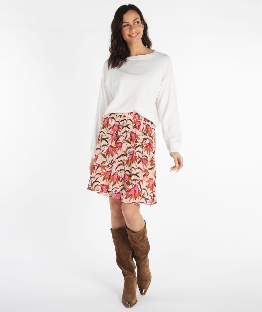 Jupe beige à fleurs de magnolia Esqualo