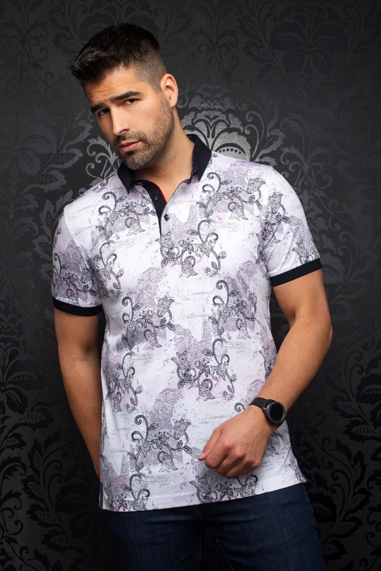 Polo blanc et roses Barberini - Au Noir | Boutique Plateforme