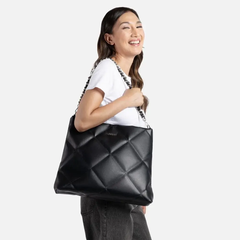Sac fourre-tout matelassé Lola noir par Lambert | Boutique Plateforme