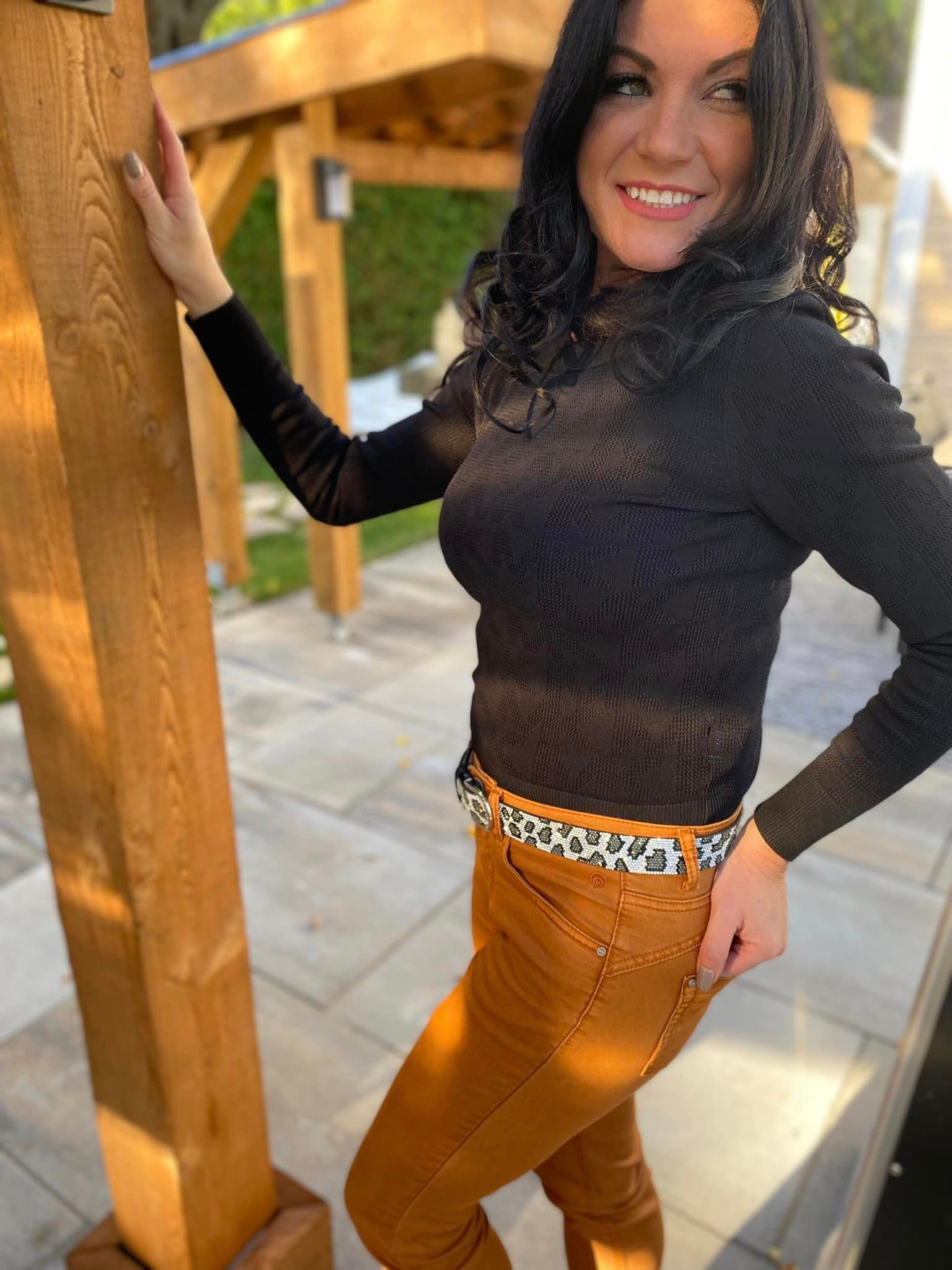 Chandail noir perforé à logo Michael Kors