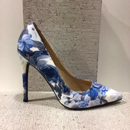 Escarpin à fleurs bleues Noblez