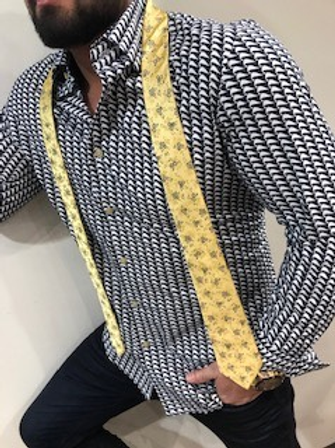 Chemise marine motifs crèmes G-Star