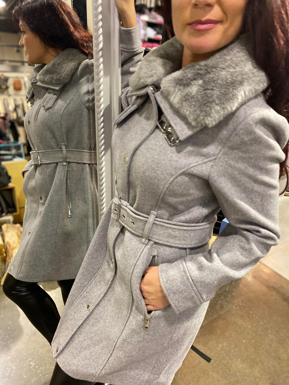 Miniature : Manteau long gris effet cachemire Michael Kors, style 77F5347M12