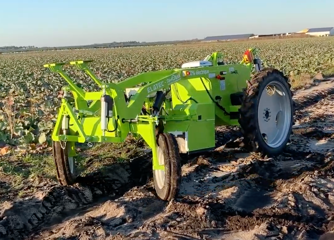 Large rear wheels give the Elatec electrical power to drive to mud