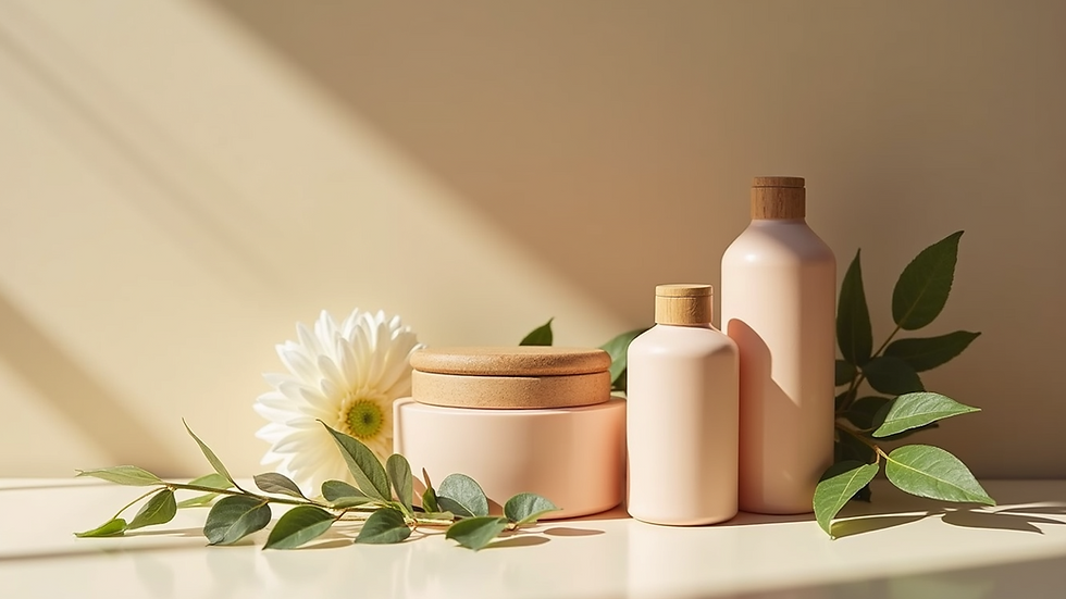 High angle view of eco-friendly packaging for handmade beauty products