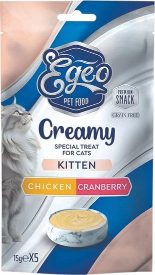 Egeo Creamy Kitten Κοτόπουλο με Craberry 5x15gr
