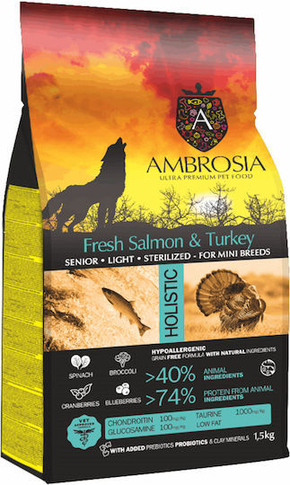 Ambrosia Ξηρά Τροφή Διαίτης για Ηλικιωμένους Στειρωμένους Μικρόσωμων Φυλών 1,5kg