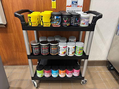 pre-workout cart at the recovery zone
