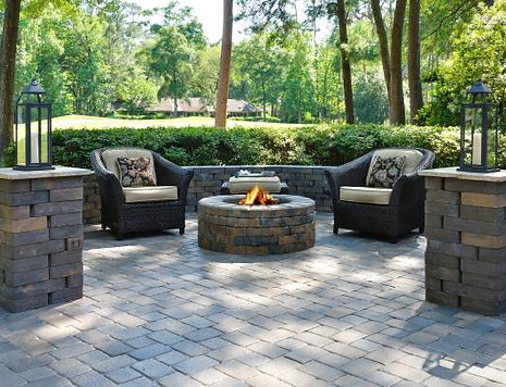 Stone fireplace paver patio holland combination pattern