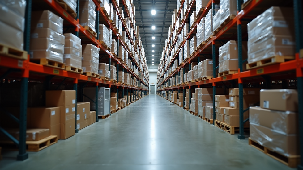 Eye-level view of a well-segmented storage solution in a warehouse