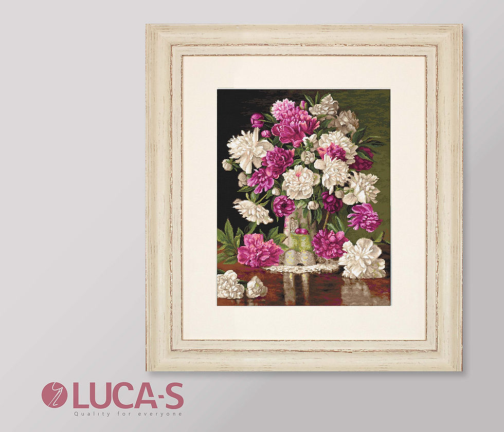 Thumbnail: B608 Red and White Peonies - Cross Stitch Kit Luca-S