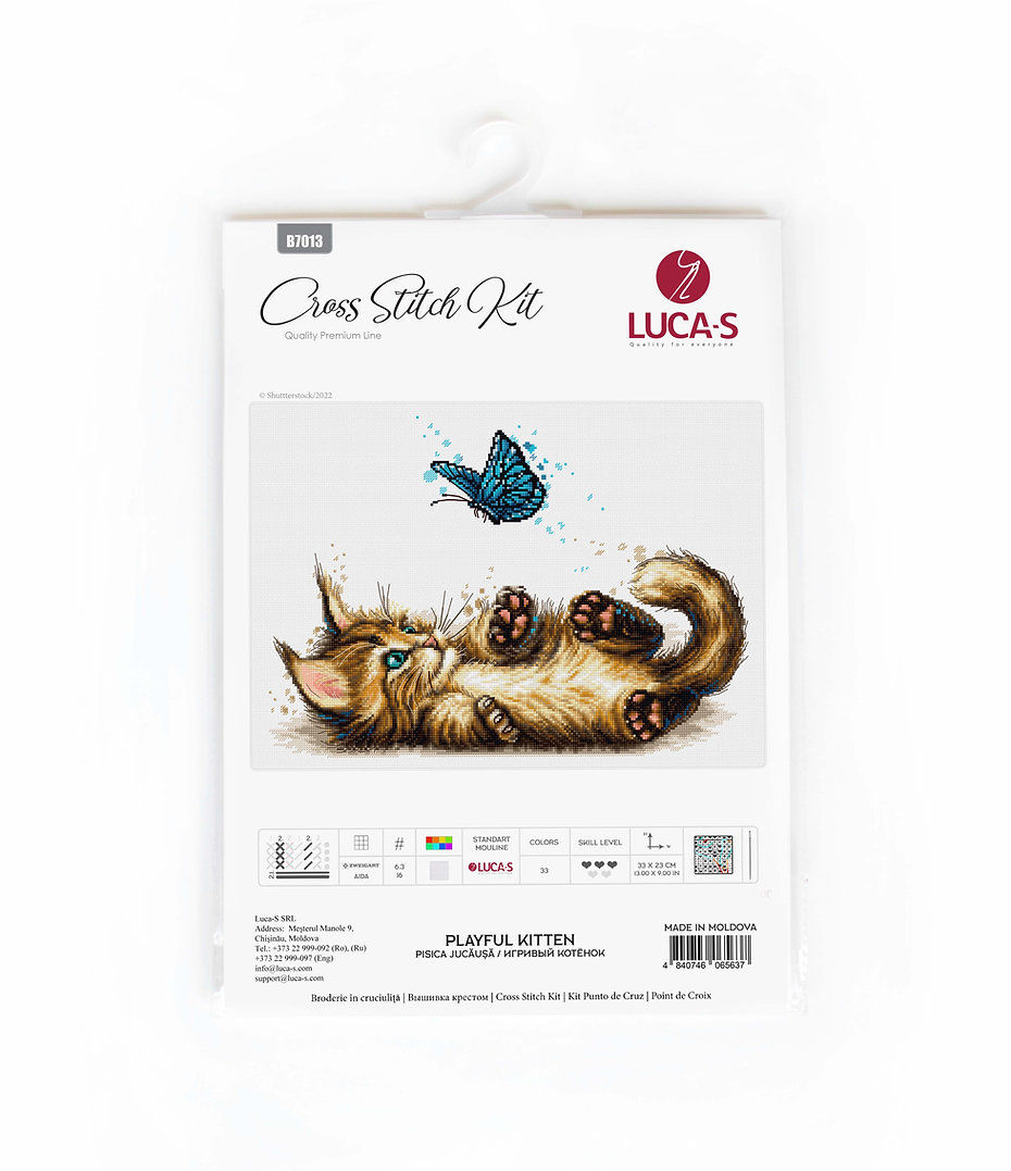 Thumbnail: Cross Stitch Kit Luca-S - B7013 Playful Kitten