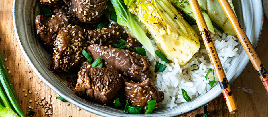 Agneau et pak choï sauce hoi sin