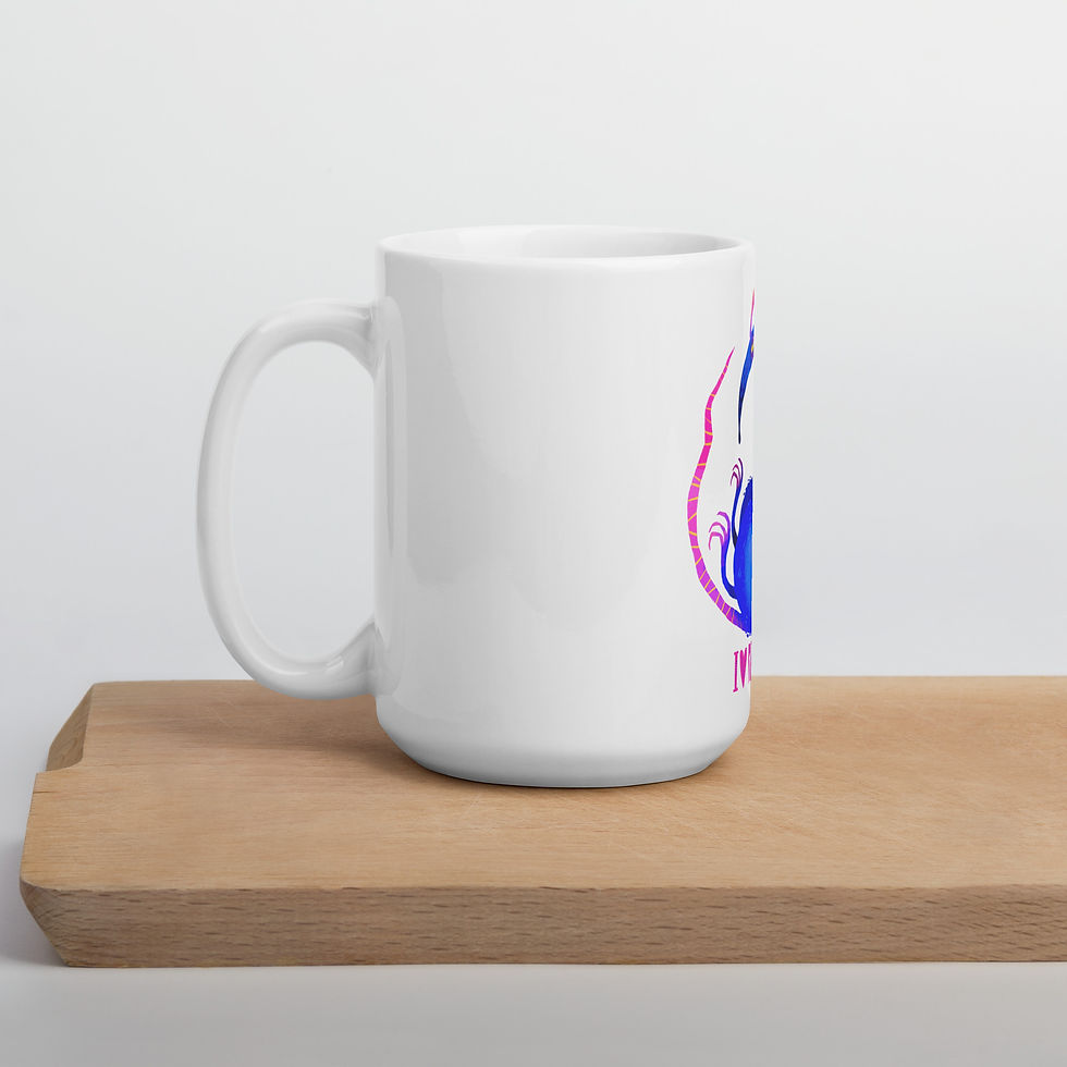 Thumbnail: Taza blanca brillante - Rata de biblioteca "I love reading"