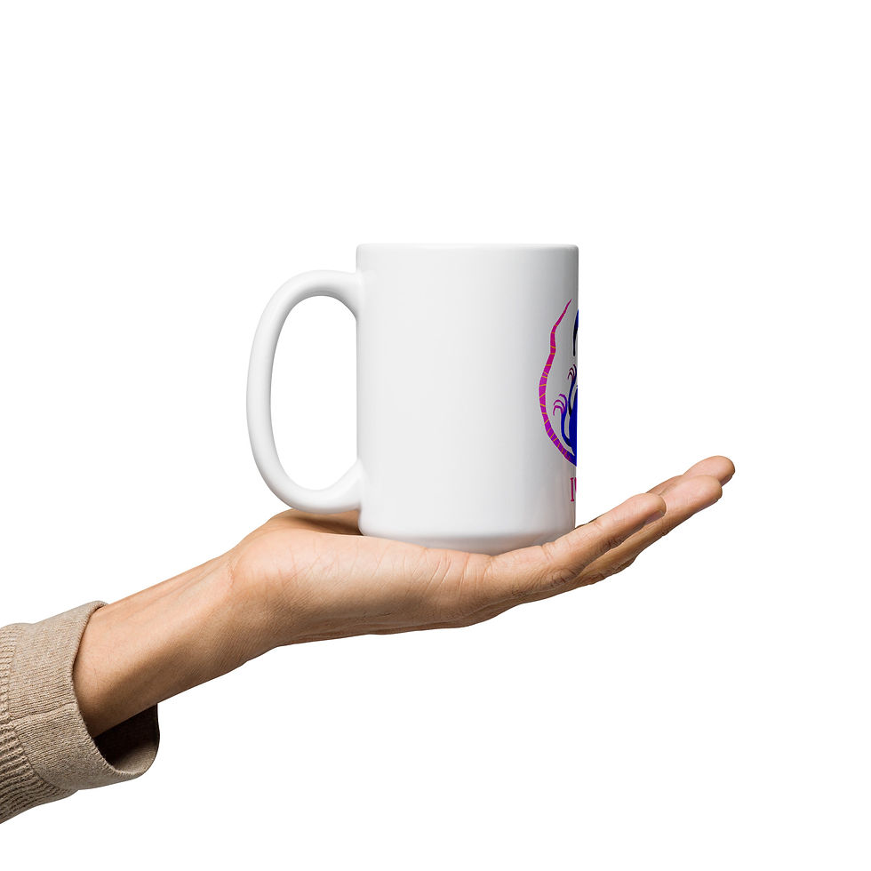 Thumbnail: Taza blanca brillante - Rata de biblioteca "I love reading"