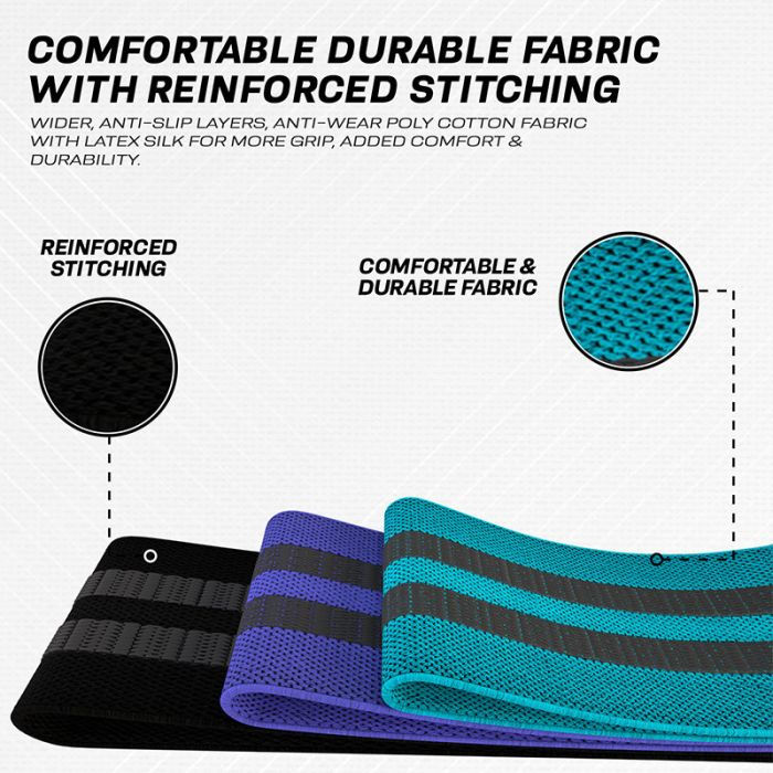 Thumbnail: POLY COTTON FABRIC RESISTANCE BAND MULTI BLUE SET