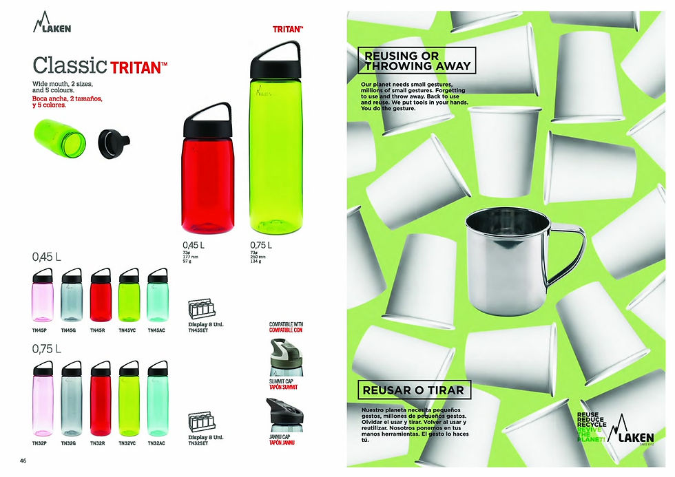 Thumbnail: LAKEN TRITAN BOTTLE 0.45L LIGHT BLUE SCREW CAP