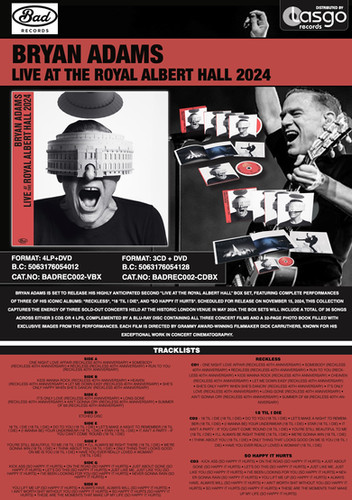 洋楽 Bryan Adams   Hall 2024 Bryan Adams: Live At The Royal Albert Hall 2024 [4xWinyl]+[