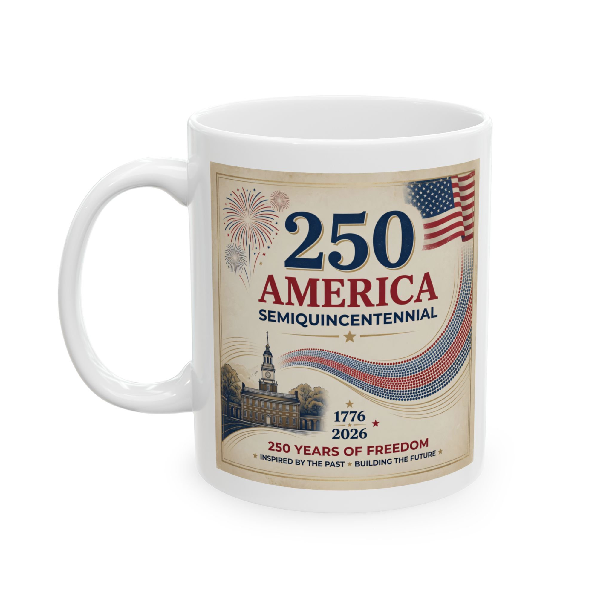 America 250 Semiquincentennial Flag Swoop Ceramic Mug