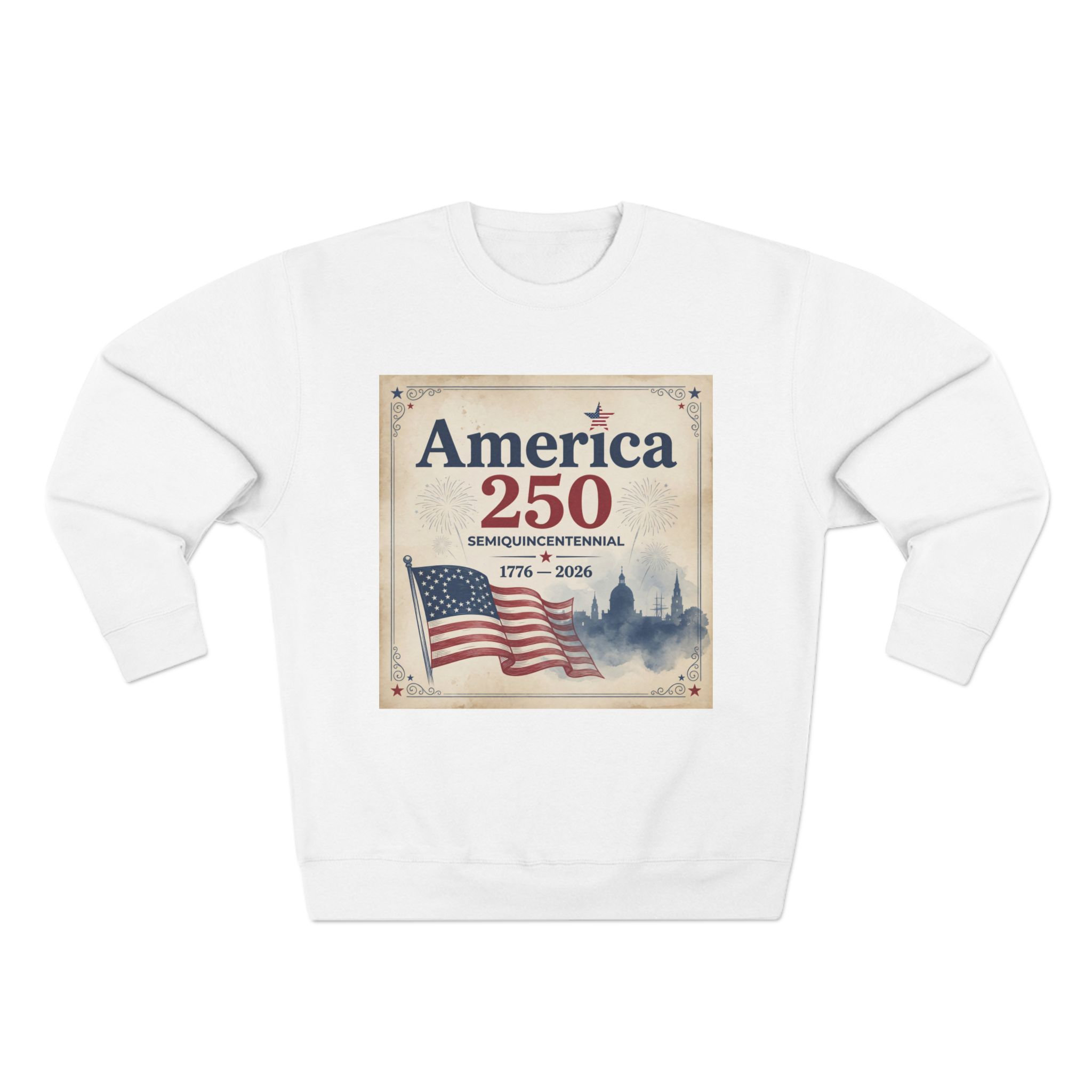 Unisex Crewneck Sweatshirt America 250 American Flag Hoodie for Sports Fans
