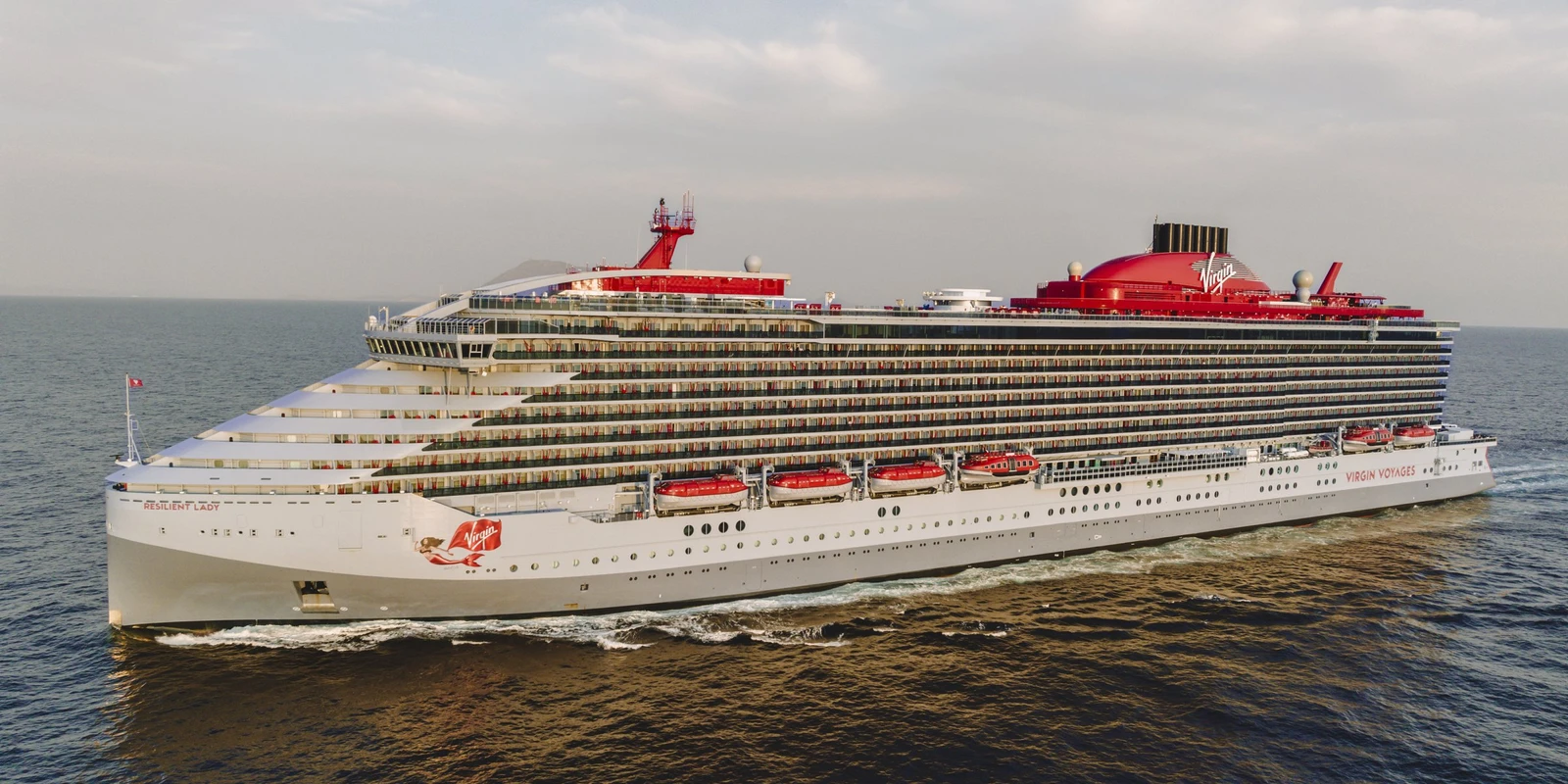 Virgin Voyages cruise ship at sea