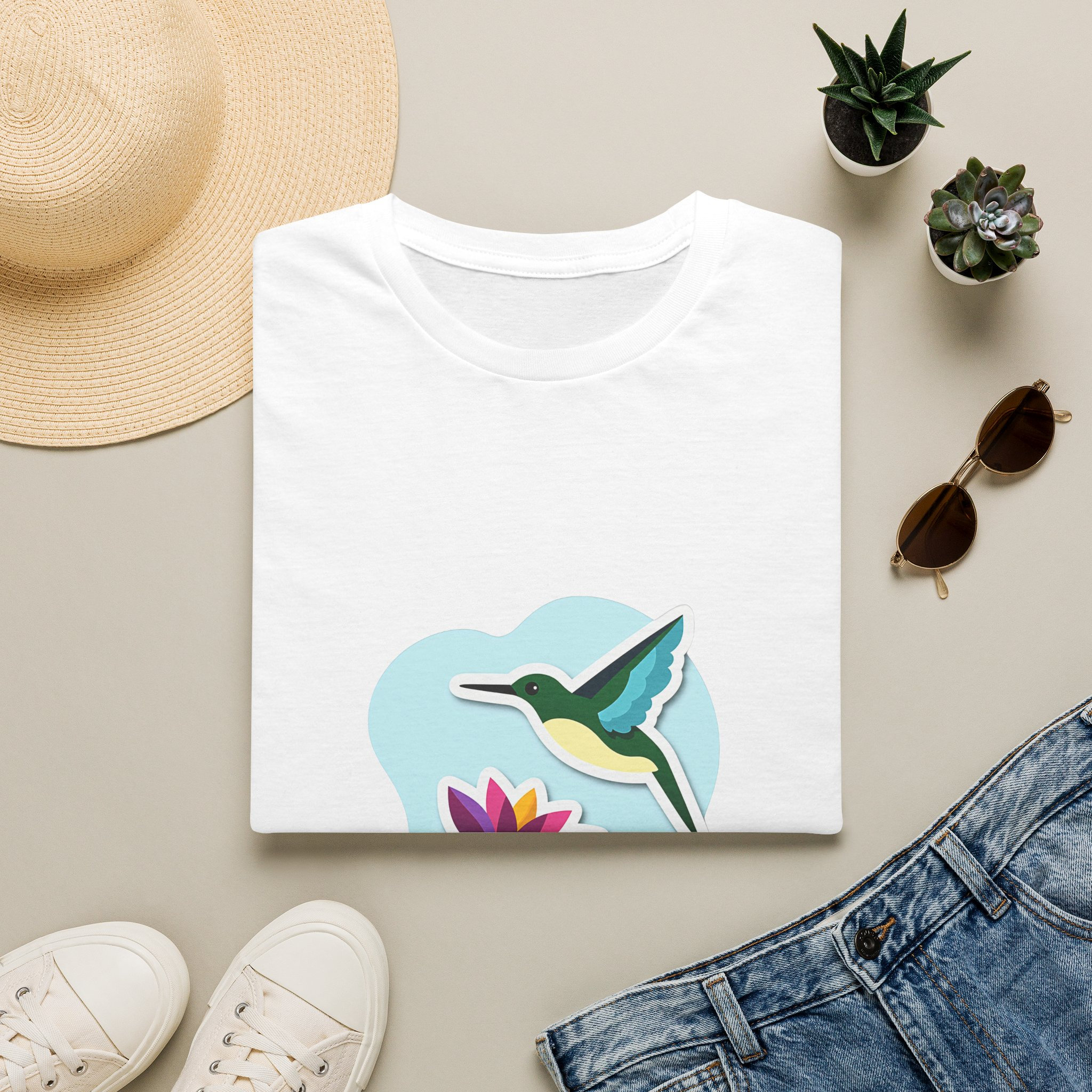 Hummingbird Pastel Flower Tee