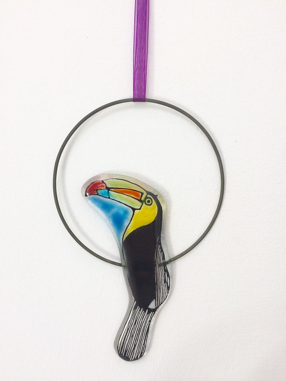 Fused Glass Tucan Circle Hanging