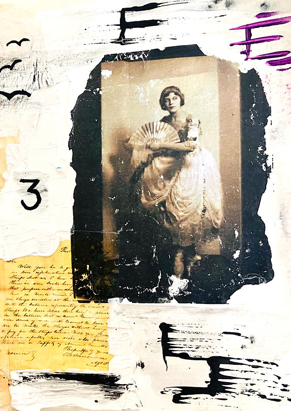 A collage featuring a public domain image of a woman dancing. 