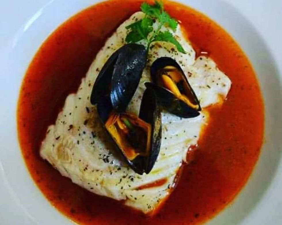 Signature Cod Loin in Tomato Broth Topped with Bouchot Mussels – from my former restaurant La Serviette Blanche, Cannes