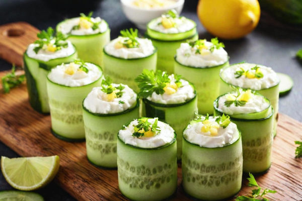 Marinated Cucumber Rolls with Whipped Feta