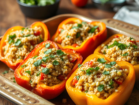 Stuffed Bell Peppers with Bulgur, Feta & Fresh Herbs