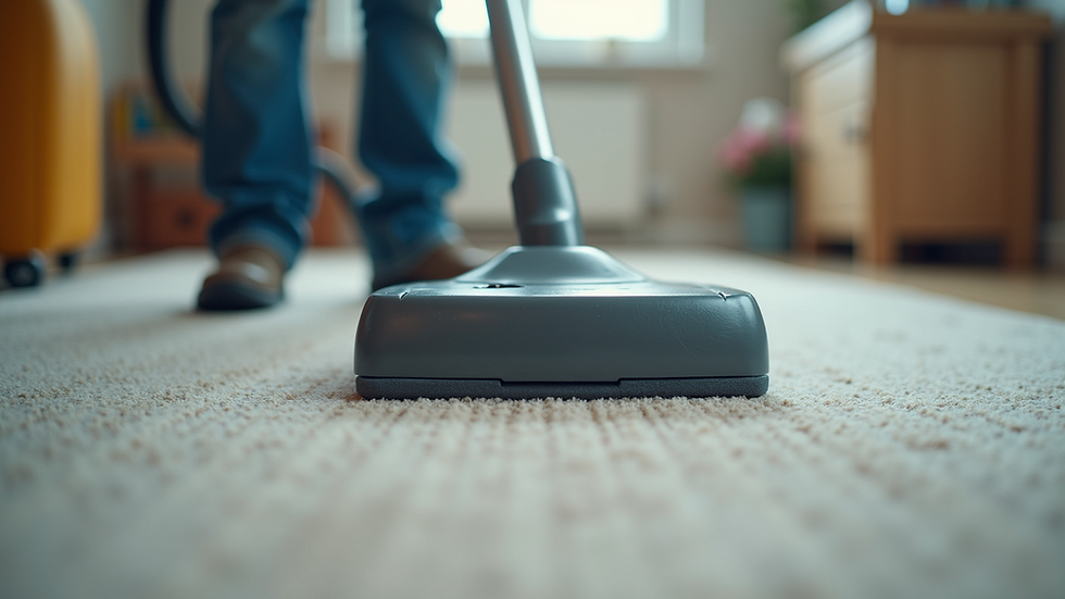 Eye-level view of a carpet cleaning machine in action