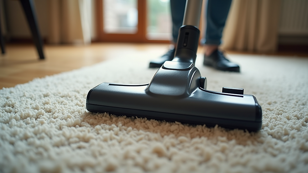 High angle view of a vacuum cleaner on a carpet