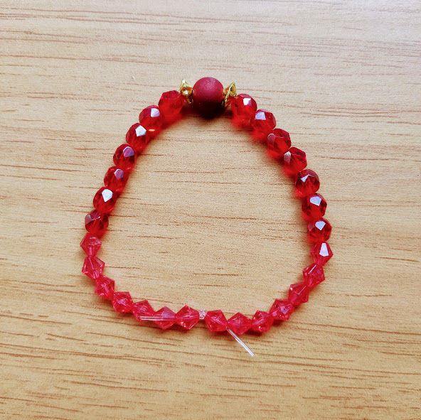 Miniatura: PULSEIRA ARTESANAL MIÇANGAS VERMELHAS INTERCALADAS