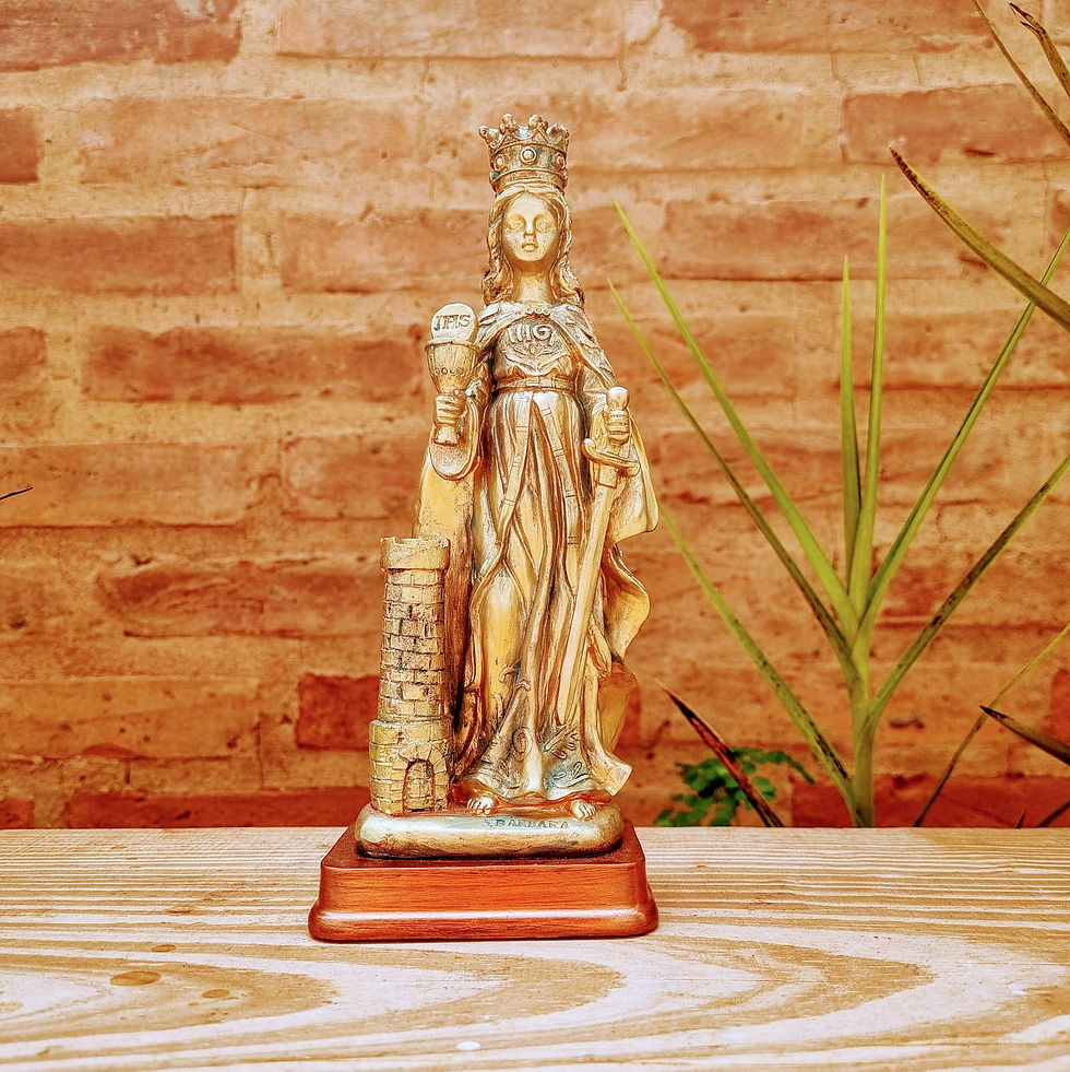SANTA BÁRBARA RESINA 20CM DOURADA