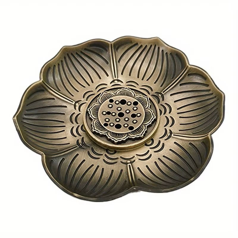 Miniatura: INCENSÁRIO DE METAL FLOR DE LÓTUS 9X9CM