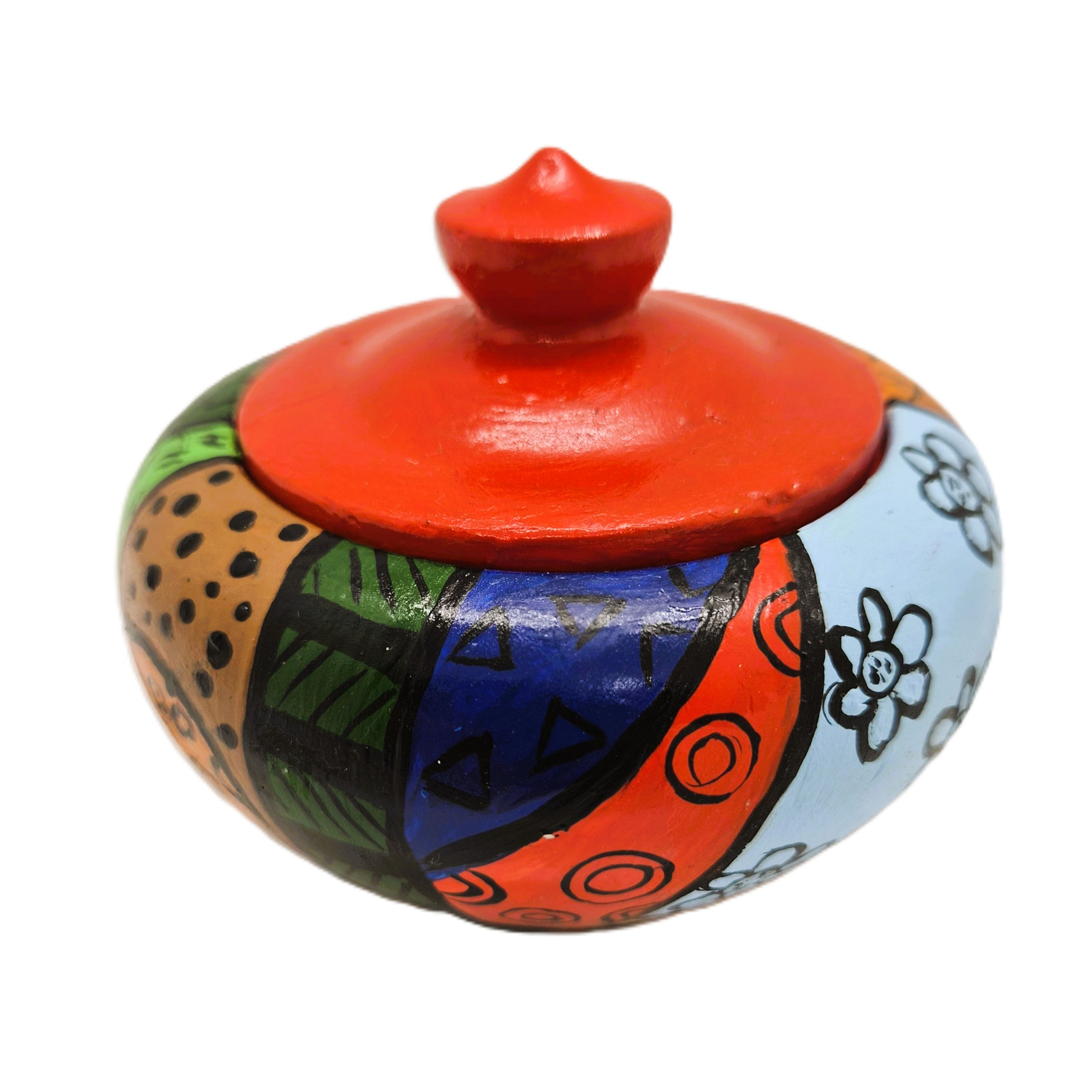 POTE DE GESSO C/ TAMPA 7X8CM - ESTAMPA COLORIDA