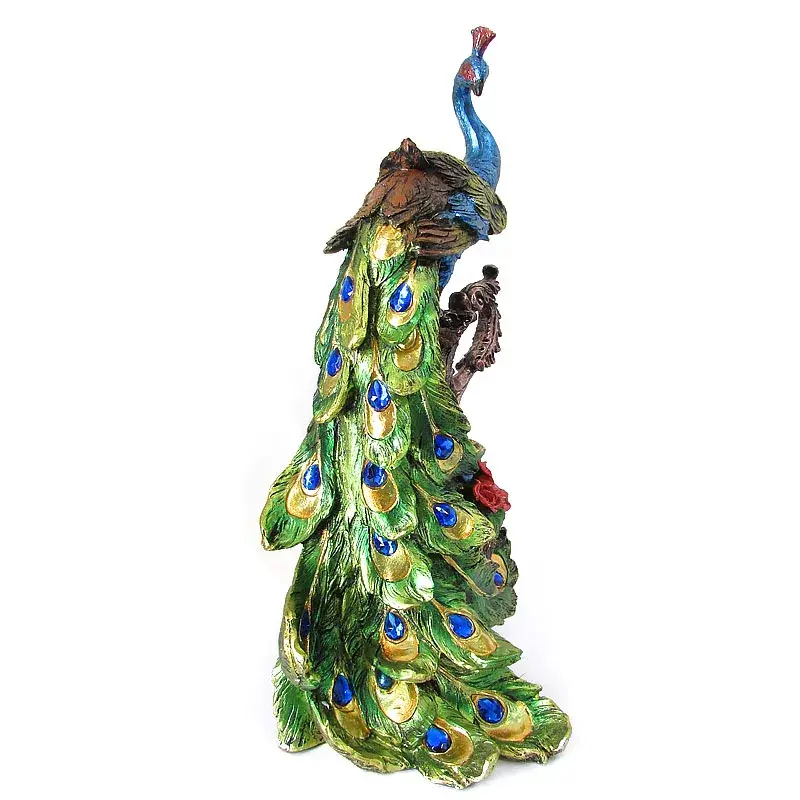 Miniatura: PAVÃO DA PROSPERIDADE DE RESINA 37CM