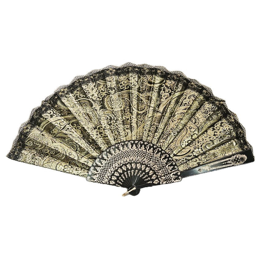 LEQUE DE PLÁSTICO C/ PAETÊS 30CM - PRETO/DOURADO