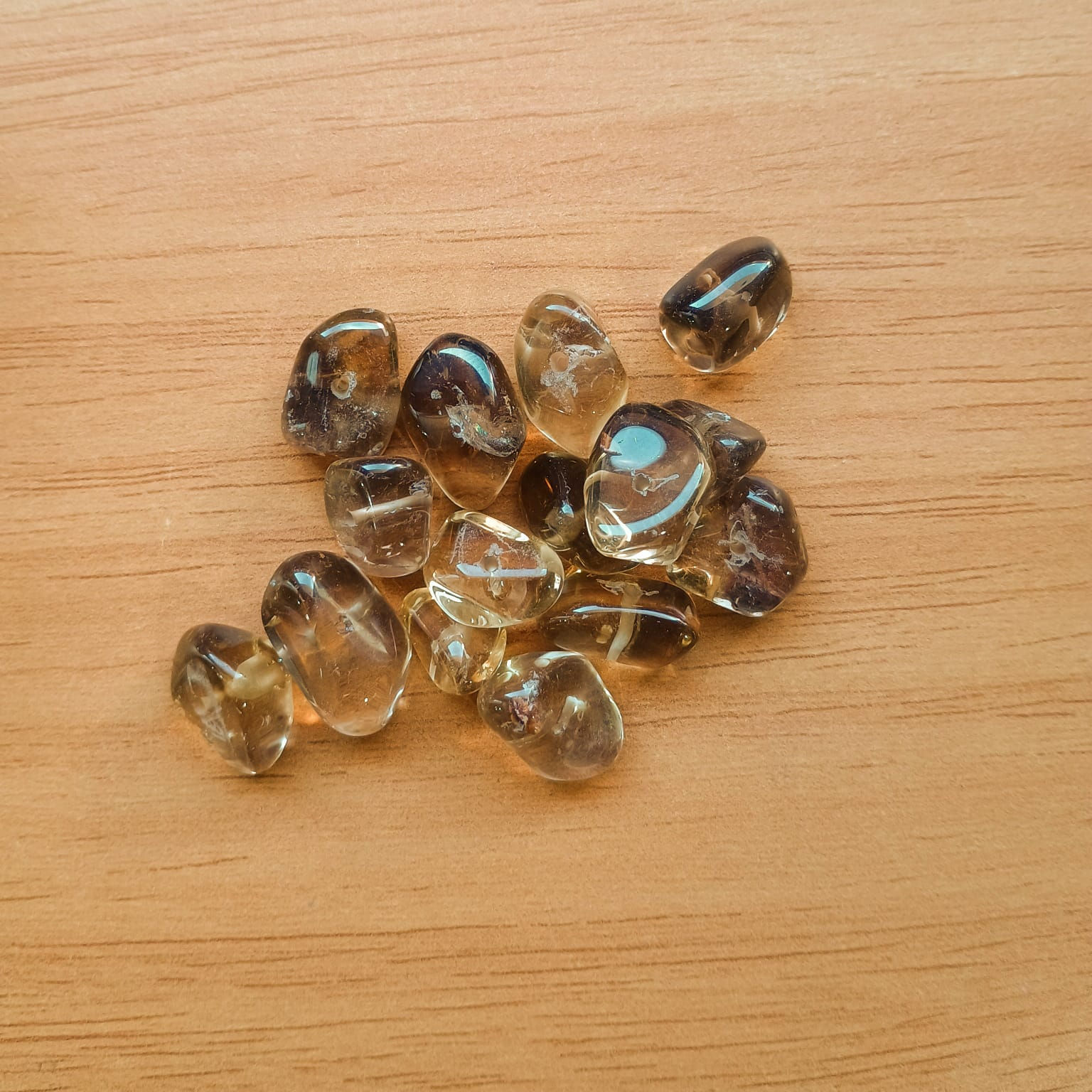 CASCALHO DE CRISTAL C/ ORIFÍCIO  CITRINO