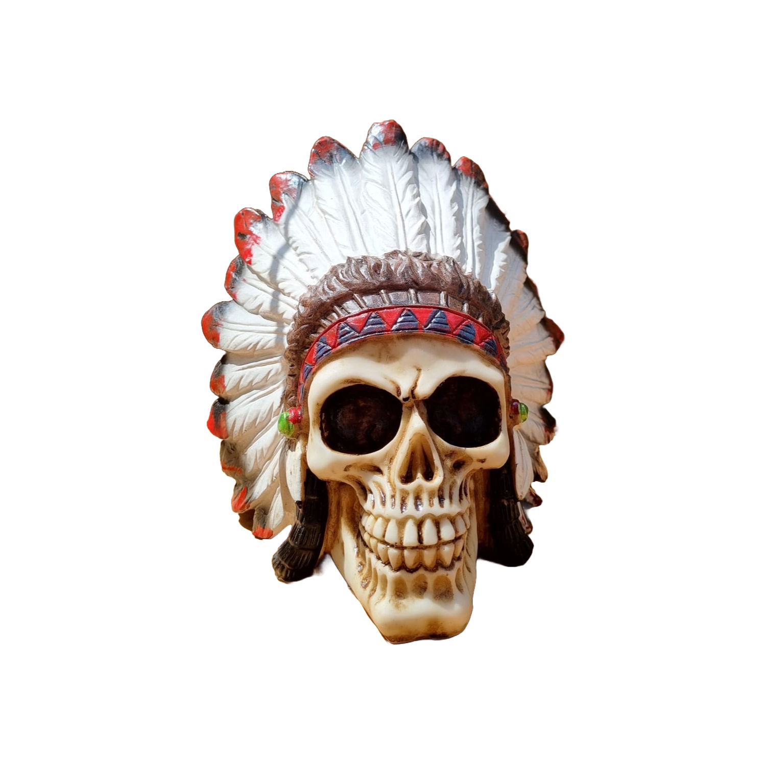 CRÂNIO INDÍGENA DE RESINA 15CM