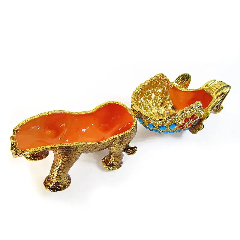 Miniatura: PORTA JÓIAS DE METAL ELEFANTE DOURADO C/ STRASS 12,5CM