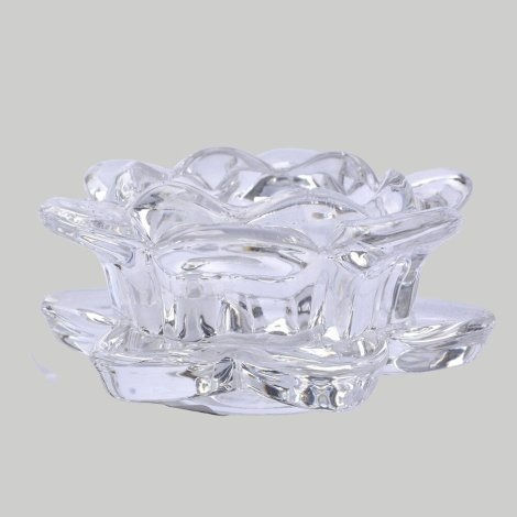 PORTA VELA DE VIDRO FLOR DE LÓTUS 8CM