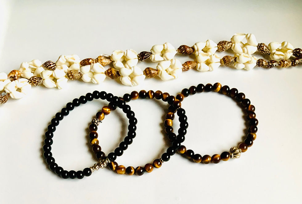 Thumbnail: Men’s Bracelets Of Assurance Black Obsidian, Tigers Eye And Sterling Silver