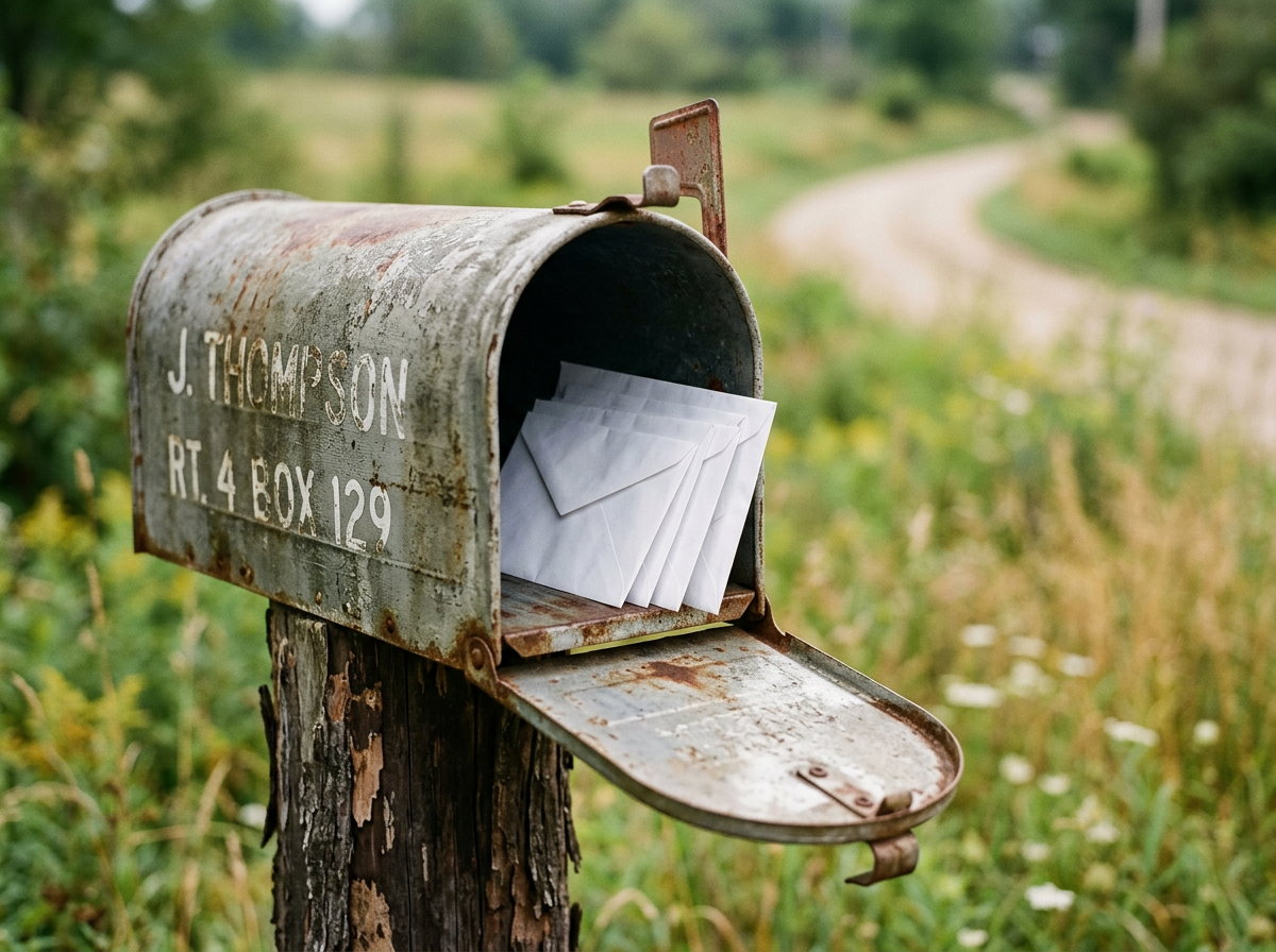 Close-up view of a mailbox with several unopened letters resting inside.