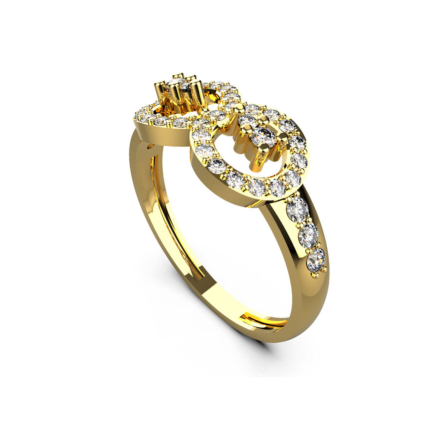 Thumbnail: Side View of Gold Infinity Design Ring with White Zircon Stones