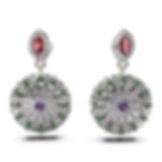 Silver Blossom Earrings with Purple Center Stone